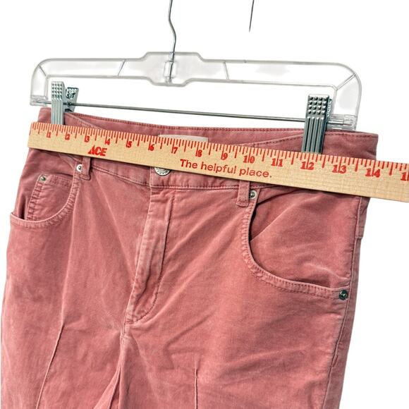 Isabel Marant 4 Anyree Pink VELVET $258 High Rise Pants Crop Flare Leg Jeans 36 - Picture 6 of 14